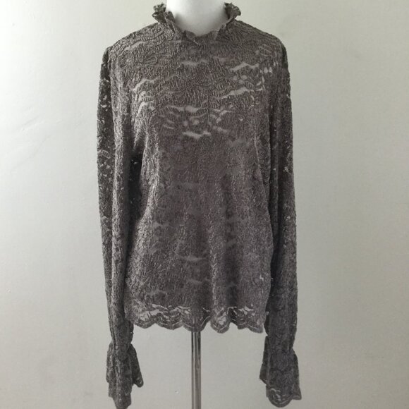 Anthropologie Eri + Ali Lace/Net Blouse l - Picture 2 of 11